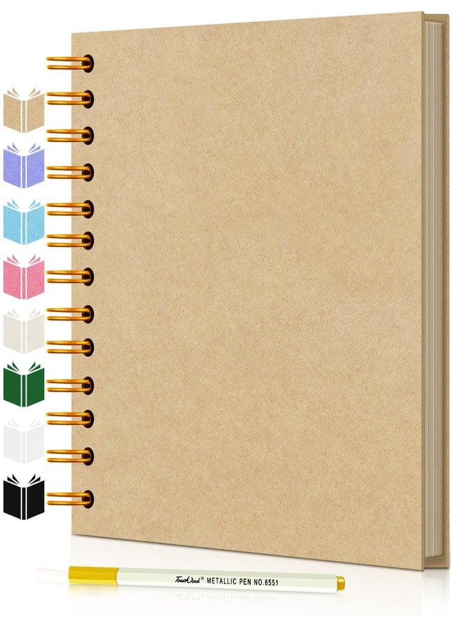 EJBLFE DIY Scrapbook Album, Hardcover Kraft 7x7 inch 40 Pages Scrap Book Photo Album with Metallic Pen for Family Memory Book, Wedding Anniversary, Tickets Etc - Image 1