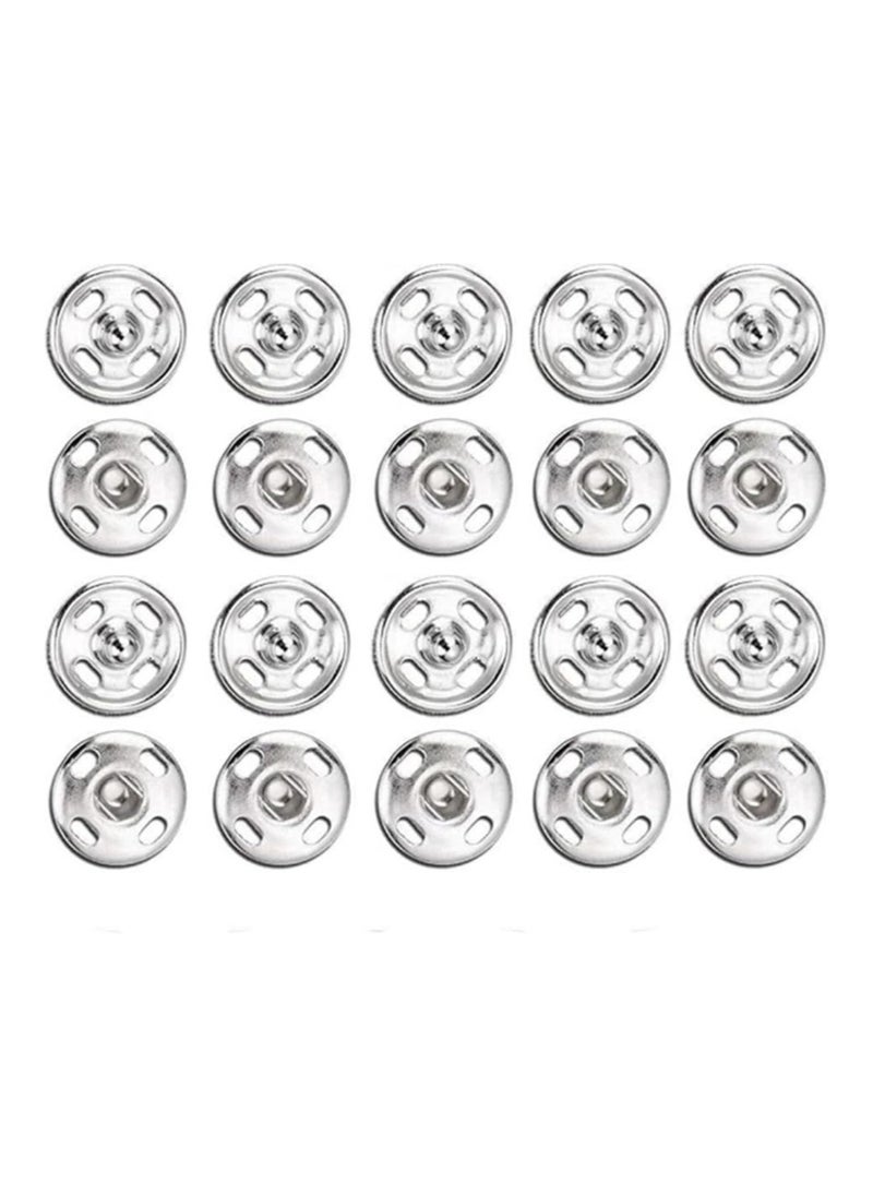 Estrico - 24Pcs Sew-on Snap Buttons Stainless Steel Rustproof Metal Press Snap Fasteners Buttons For Sewing Wallet Bag Leather And Clothing (Silver, 8mm) - Image 1