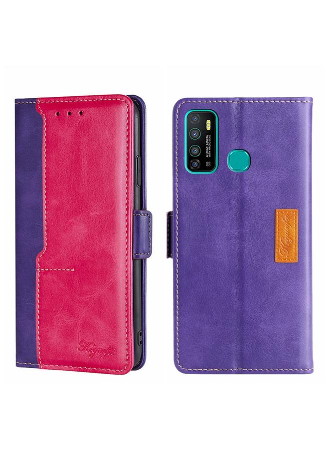 اس-توب جراب لهاتف Infinix Hot 9/Note 7 Lite X655C، جراب جلدي بلون متباين مع مشبك جانبي - Image 1