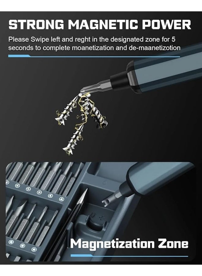 Mini 68-in-1 Precision Electric Screwdriver Kit – Cordless Rechargeable Tool with 64 Magnetic S2 Bits & LED Display for Electronics Repair - Image 3