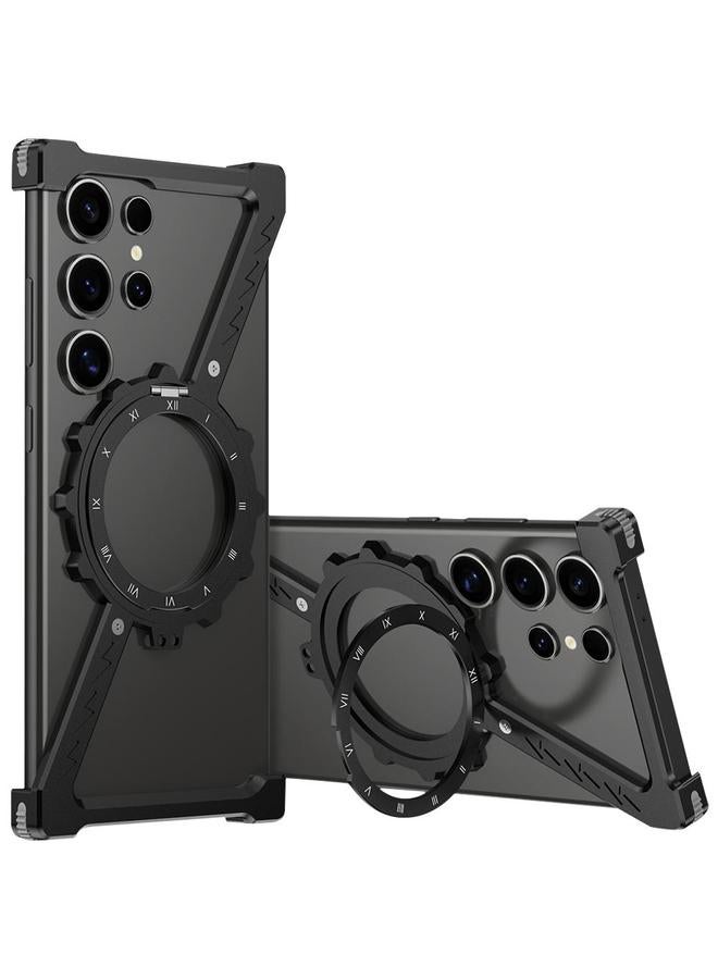 erorex Case For Samsung Galaxy S23 Ultra 5G Z-shaped Frameless Metal 360 Holder MagSafe Phone Case - Image 1