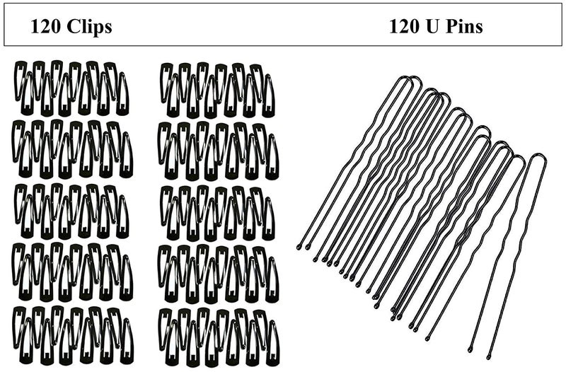 MANODHRUVA Combo of Women's 60 Pcs Black Tiktak Hair Clips and 120 Pcs Black U Shape Juda Pins, (60 Pcs Tiktak Clips and 120 U Pins) with U pins Storage Box - Image 2