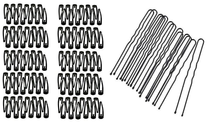 MANODHRUVA Combo of Women's 60 Pcs Black Tiktak Hair Clips and 120 Pcs Black U Shape Juda Pins, (60 Pcs Tiktak Clips and 120 U Pins) with U pins Storage Box - Image 1