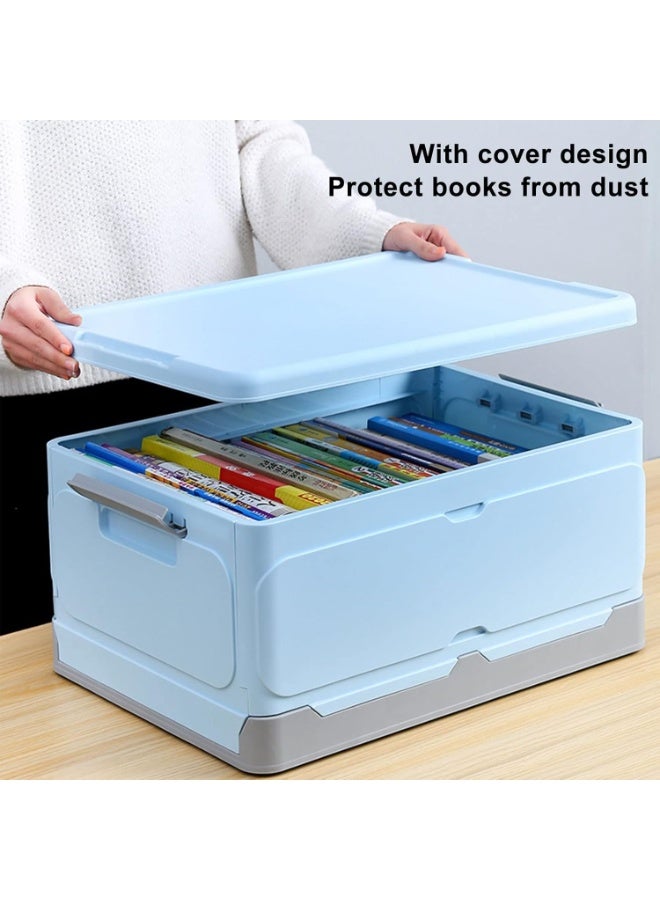 Kimaya 2Pcs Foldable Plastic Storage Box, Collapsible Storage Bins With Lid, Large Stackable Storage organiser for Bedroom, Office, Kitchen and Camping (34x24 cm) - Image 1