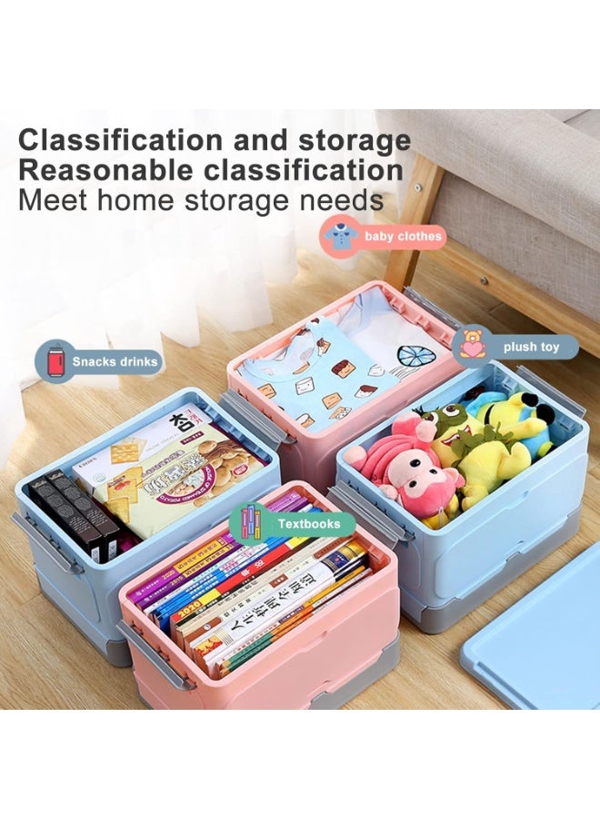 Kimaya 2Pcs Foldable Plastic Storage Box, Collapsible Storage Bins With Lid, Large Stackable Storage organiser for Bedroom, Office, Kitchen and Camping (34x24 cm) - Image 5
