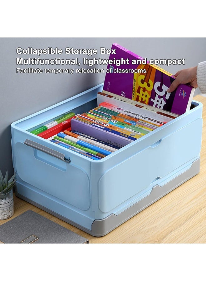 Kimaya 2Pcs Foldable Plastic Storage Box, Collapsible Storage Bins With Lid, Large Stackable Storage organiser for Bedroom, Office, Kitchen and Camping (34x24 cm) - Image 4