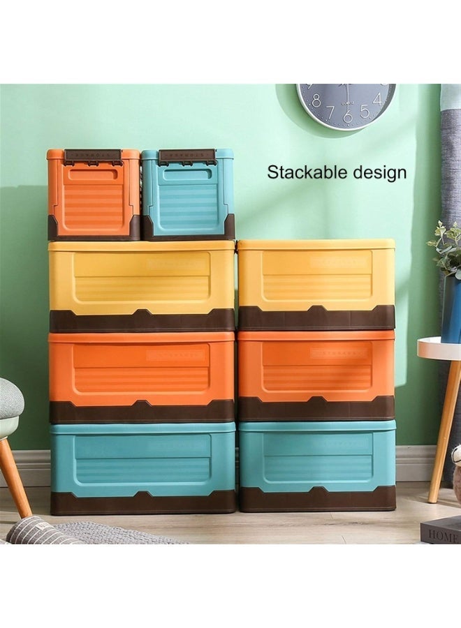 Kimaya 2Pcs Foldable Plastic Storage Box, Collapsible Storage Bins With Lid, Large Stackable Storage organiser for Bedroom, Office, Kitchen and Camping (34x24 cm) - Image 3