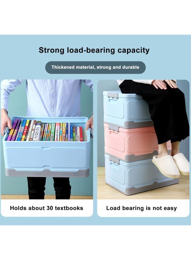 Kimaya 2Pcs Foldable Plastic Storage Box, Collapsible Storage Bins With Lid, Large Stackable Storage organiser for Bedroom, Office, Kitchen and Camping (34x24 cm) - Image 2