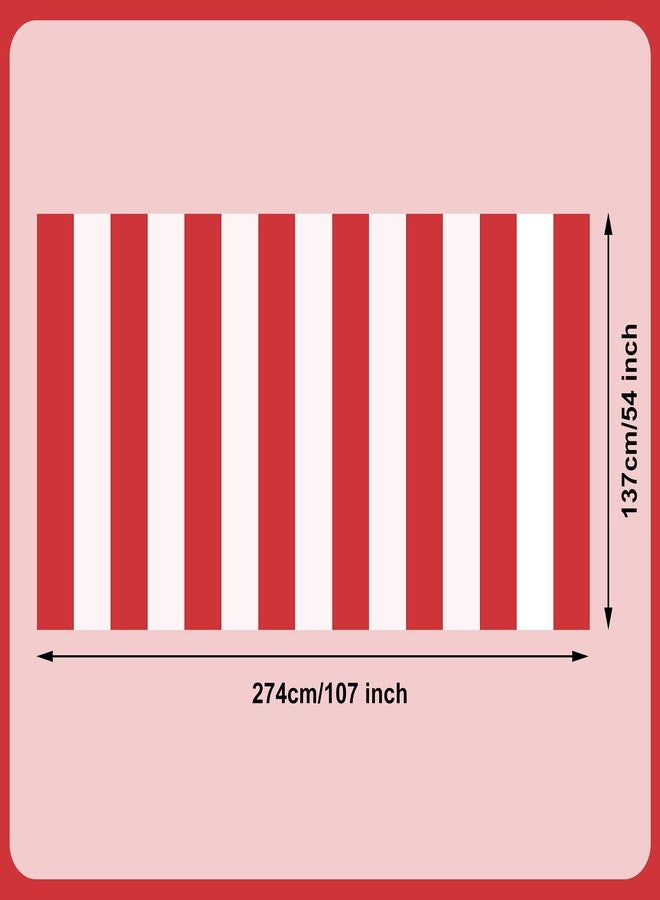 peony man 2 Pieces Red and White Striped Tablecloth Plastic Stripe Table Cover Carnival Circus Tablecloths Waterproof Rectangle Tablecloth for Holiday Party Picnic Decoration, 54" x 107" - Image 2