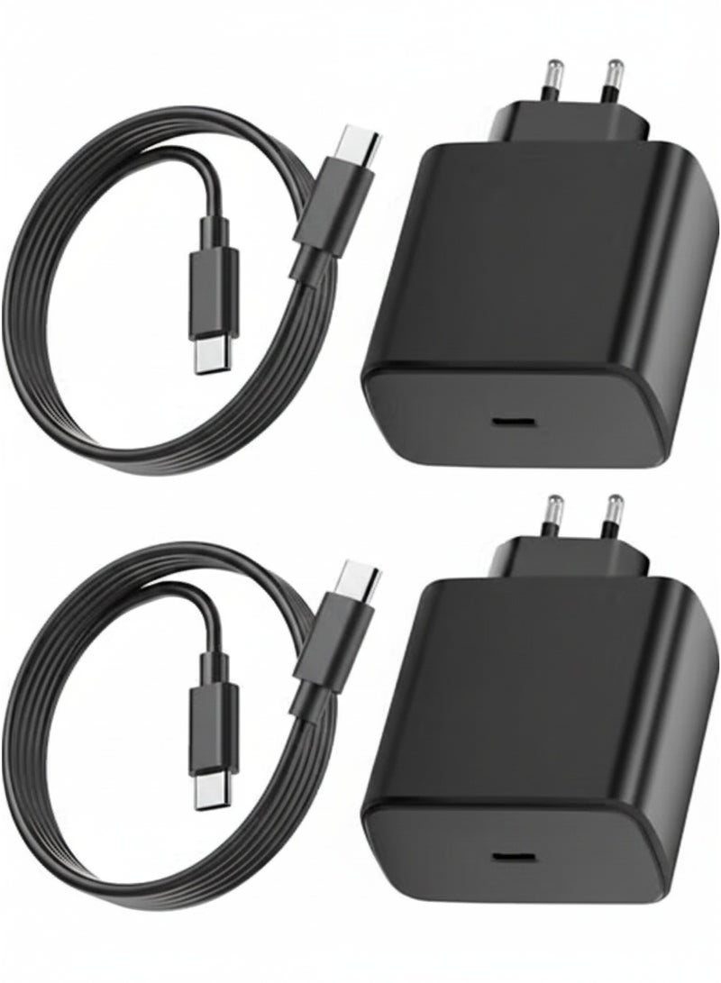 2 Pack 45W Ultra Fast Charger compatible with Samsung Galaxy S25/S25+/S25 Ultra/S24/S24 Ultra/S23/S23 Ultra/S22/S21/S20/A55/A54/A15/A14, USB-C Plug with 6ft USB Type-C Charging Cable - Image 1