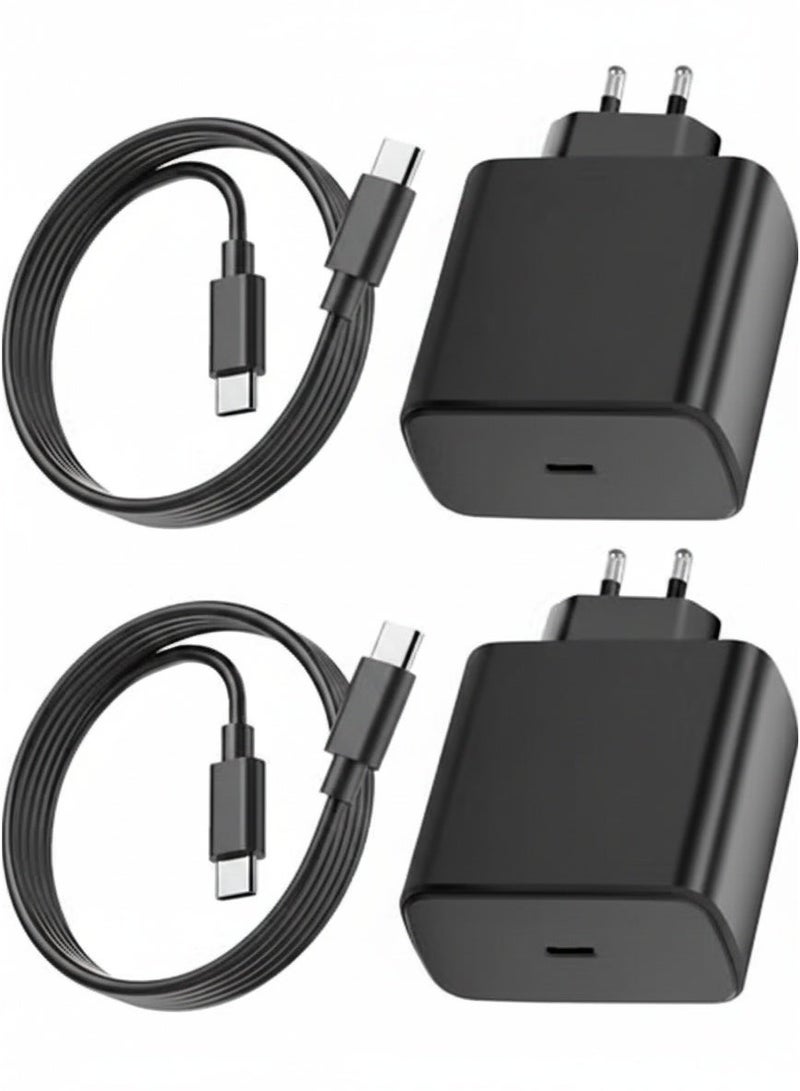 عبوتان من شواحن الحائط فائقة السرعة USB-C PD بقدرة 45 واط، مع محول وكابل من النوع C بطول 1.8 متر لكل عبوة، متوافقة مع هواتف A36/A56/M56/M55/ Note 10+/Note 20 Ultra، S25 Ultra/S25+/S24 Ultra/S24+/S23 Ultra/S23+/S22 Ultra - Image 1