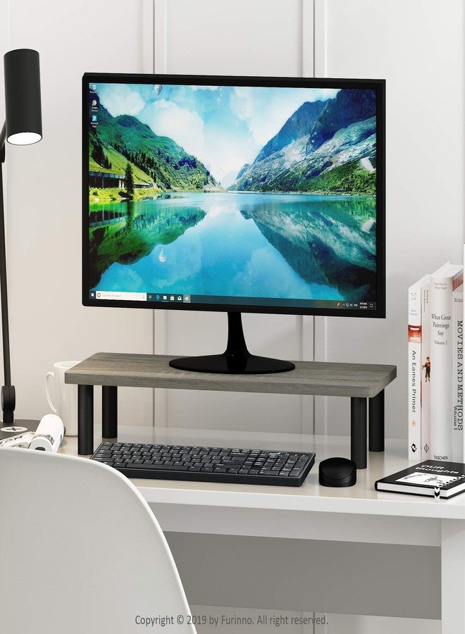 Furinno Monitor Stands, Wood, French Oak Grey/Black, one size - Image 2