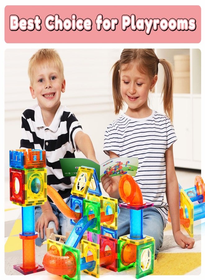 MAGBLOCK 85Pcs Marble Run Magnetic Tiles Toy Building Blocks STEM Educational Child Brain Development Kit Magnet Construction Toys for Boys Girls Kids Age 5 6 7+ Years Old - Image 3