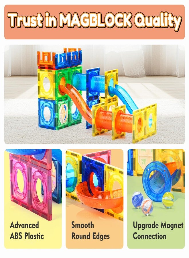 MAGBLOCK 85Pcs Marble Run Magnetic Tiles Toy Building Blocks STEM Educational Child Brain Development Kit Magnet Construction Toys for Boys Girls Kids Age 5 6 7+ Years Old - Image 5