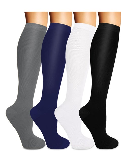 Compression Socks 4 Pairs for Men and Women - Support for Nurses, Running, Athletic Activities - Enhance Circulation and Comfort