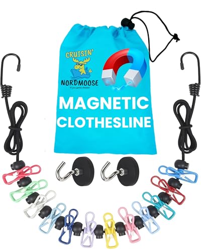 Nordmoose Magnetic Clothesline for Cruise Ship Cabin Approved - Strong Rubber Coated Non-Scratch Magnets, Travel Clothesline for Cruise Ship Essentials 2025 Updated Stronger Magnets - Image 1