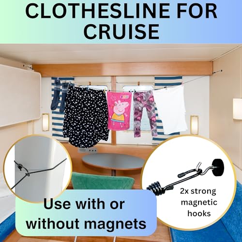 Nordmoose Magnetic Clothesline for Cruise Ship Cabin Approved - Strong Rubber Coated Non-Scratch Magnets, Travel Clothesline for Cruise Ship Essentials 2025 Updated Stronger Magnets - Image 3