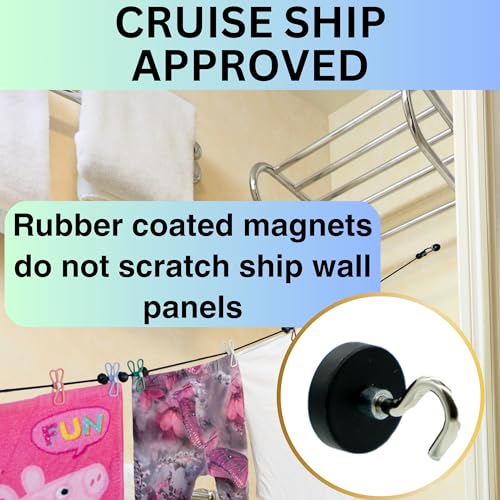 Nordmoose Magnetic Clothesline for Cruise Ship Cabin Approved - Strong Rubber Coated Non-Scratch Magnets, Travel Clothesline for Cruise Ship Essentials 2025 Updated Stronger Magnets - Image 2