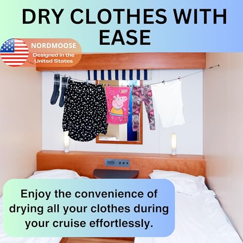 Nordmoose Magnetic Clothesline for Cruise Ship Cabin Approved - Strong Rubber Coated Non-Scratch Magnets, Travel Clothesline for Cruise Ship Essentials 2025 Updated Stronger Magnets - Image 4