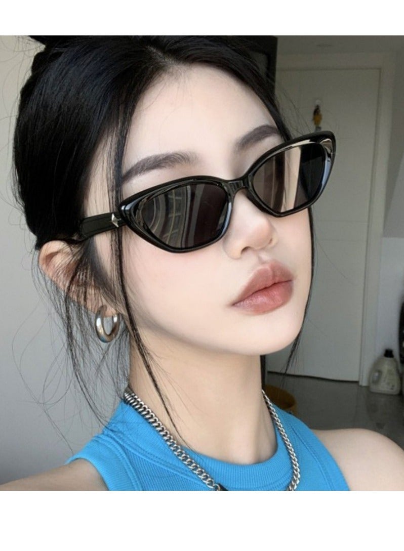 Women's Retro Sunglasses Uv400 Protective Sunglasses With Stylish Eyeglass Legs Suitable For Summer Outdoor Beach Travel Sun Protection Sunglasses Black - Image 5