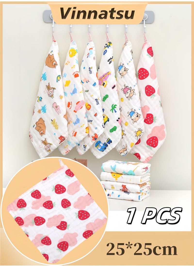 Vinnatsu - 25*25CM Baby Bath Towel Soft Washcloths Newborn Face Towel Cotton Absorbent Towel Drool Towel Newborn Essentials Shower 6 Layers Cotton Soft Baby Face Towel Handkerchief Bathing Feeding Face Washcloth - Image 1