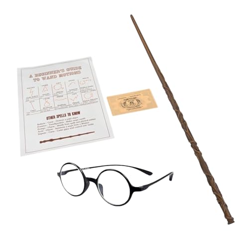 FUSKED Magical Wizard Wand with Authentic Details for Kids Unisex Party Costume Christmas Cosplay Accessory, Magical Costume Theme Party (Hermione and HP Sunglasses) - Image 1
