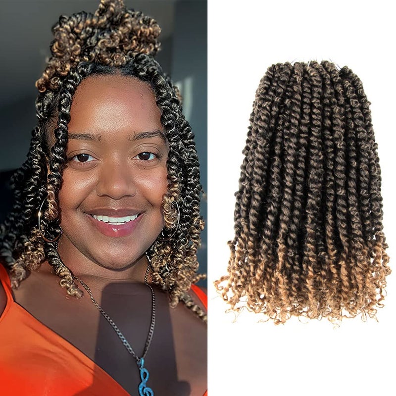 BOHOBABE Pretwisted Passion Twist Crochet Hair 14 Inch Short Prelooped Crochet Passion Twist Braiding Hair 8 Packs T27