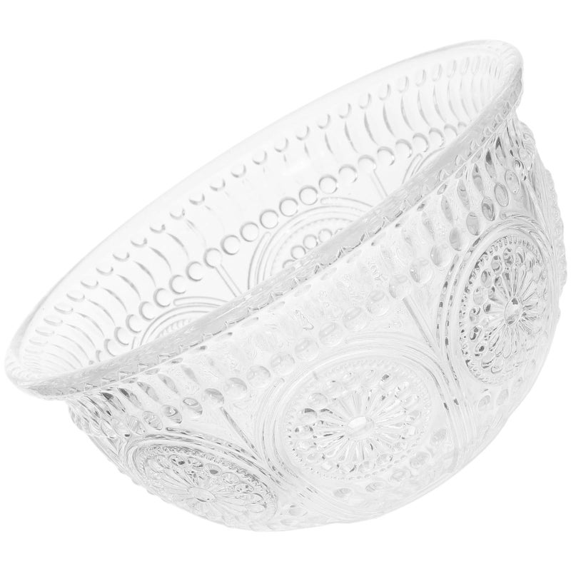 Vintage Embossed Glass Salad Bowl Sunflower Pattern Kitchen Serving Dish - Image 2