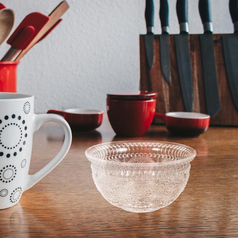 Vintage Embossed Glass Salad Bowl Sunflower Pattern Kitchen Serving Dish - Image 5