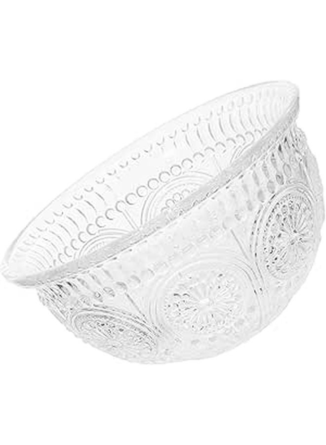 Vintage Embossed Glass Salad Bowl Sunflower Pattern Kitchen Serving Dish - Image 1