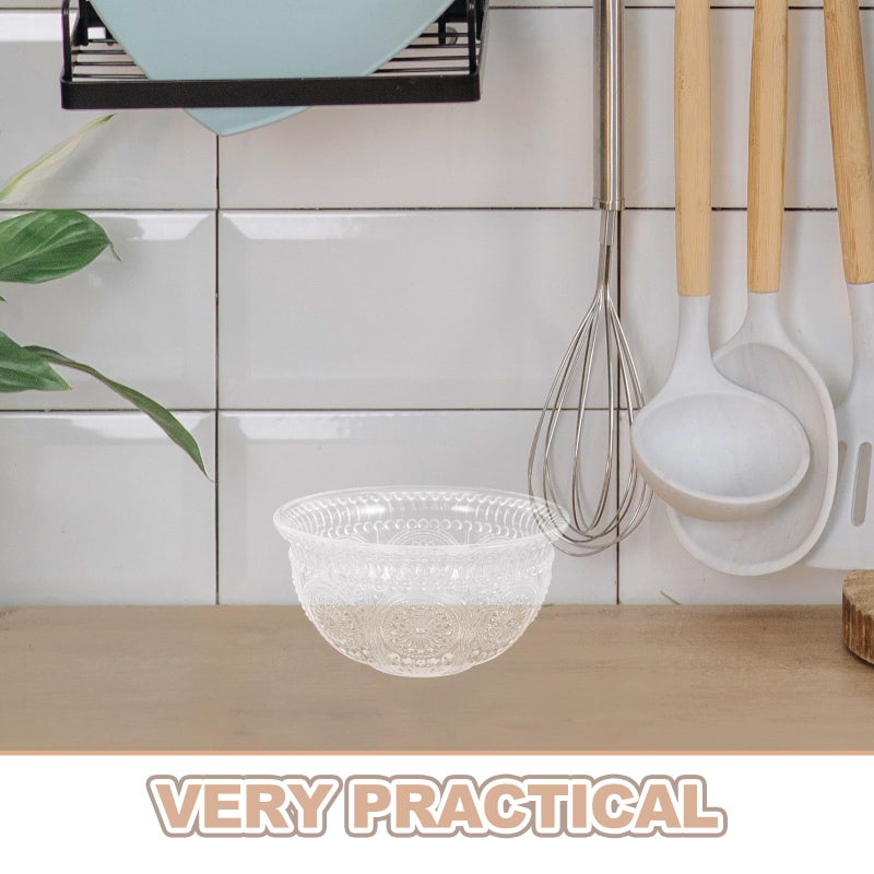 Vintage Embossed Glass Salad Bowl Sunflower Pattern Kitchen Serving Dish - Image 3