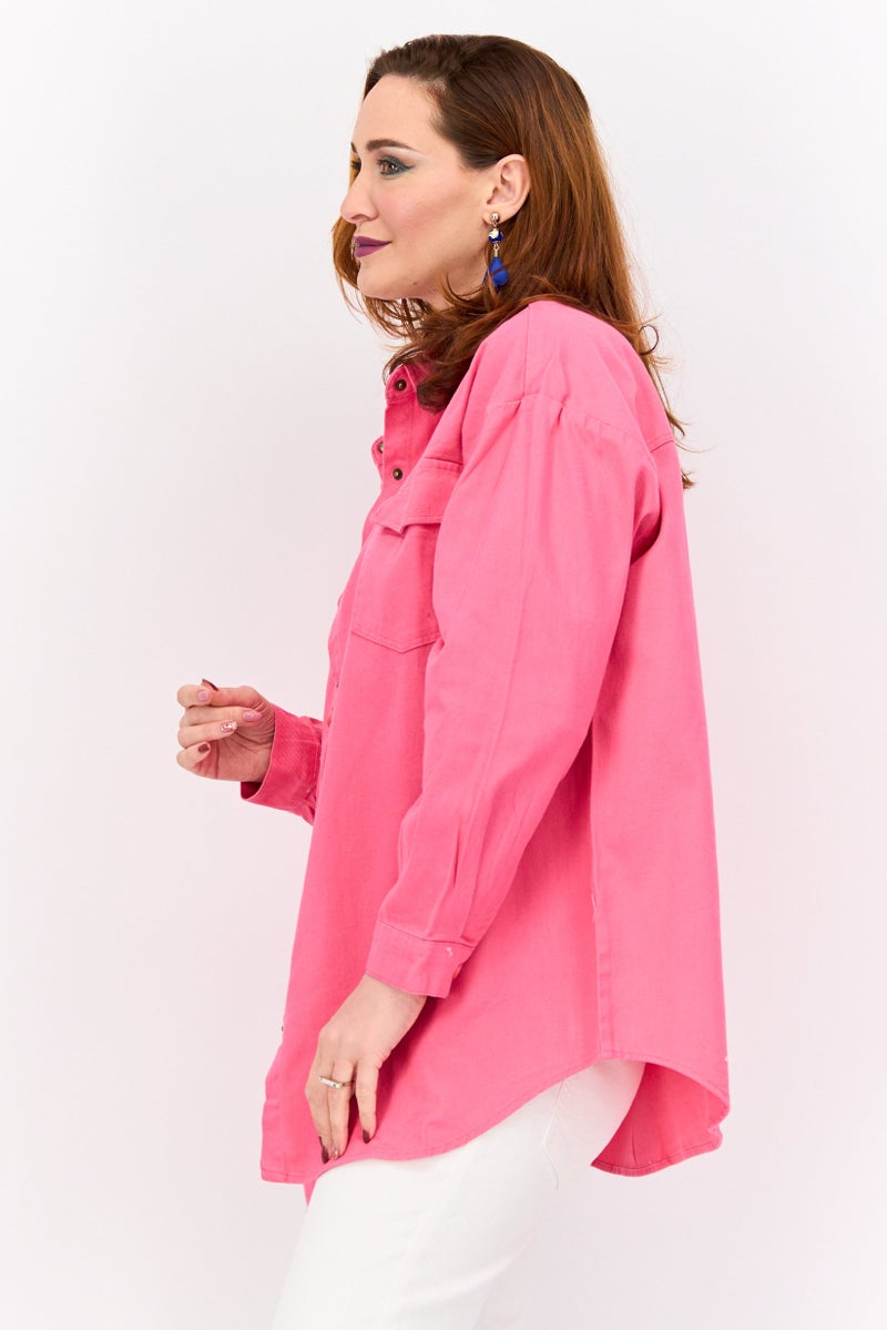 bebe Women Plain Jacket Shirt, Pink - Image 2