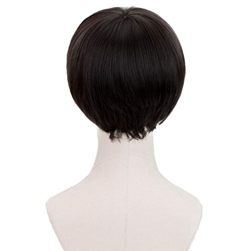 PARTY ZONE Short Black Luffy Cosplay Wig-80s Outfit For Men Synthetic Bowl Cut Mushroom Hair Anime Wigs Old Man Movie Party Halloween Vector Costume Wig (Black) - Image 5