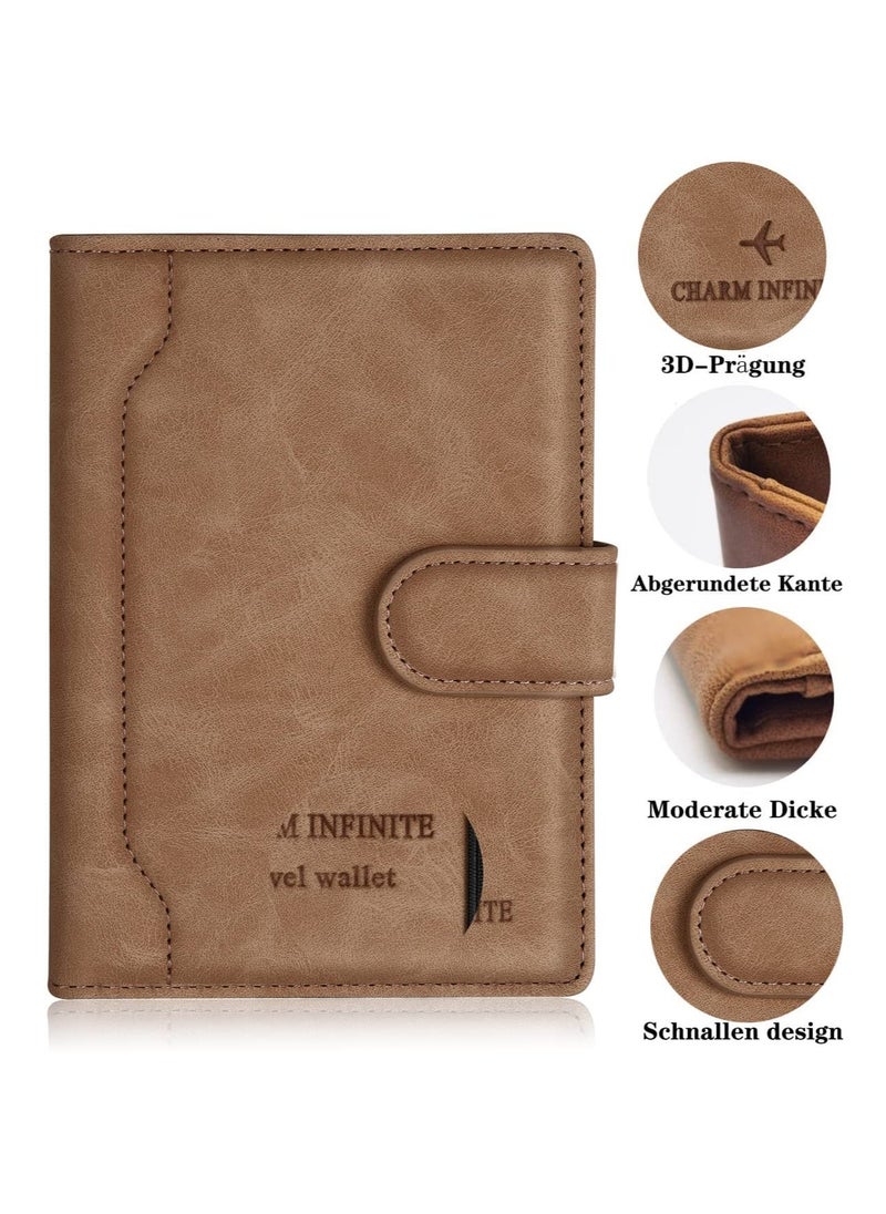 Passport Holder Cover, Leather RFID Travel Wallet Case Organiser with RFID Blocker, Passport Cover for Passport, Business Cards, Credit Cards, Boarding Passes (Brown) - Image 5