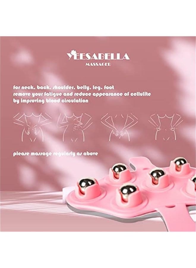 Generic 2PCS Glove Massager Hand Held Massager Hand Massage Palm Shaped for Muscle Back Neck Foot Shoulder Leg Pain Relief Massage Tool with Roller Ball Pink  - Image 3