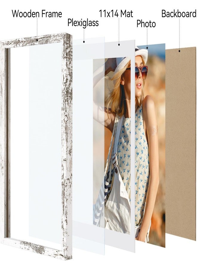 Vittanly إطار صور فيتانلي مقاس 12×16 بوصة، لعرض صور مقاس 11×14 بوصة مع حافة داخلية أو 12×16 بوصة بدون حافة داخلية، مصنوع من الخشب المصنّع مع زجاج شبكي مقاوم للكسر، إطار ملصقات للعرض على الحائط، لون أبيض عتيق، عبوة واحدة - Image 2
