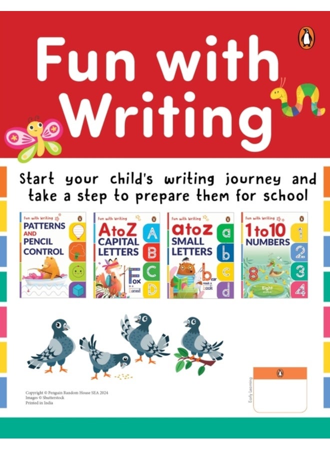 Fun with Writing: Set of 4 Activity Books | Pencil control, A to Z small letters, Numbers Tracing Practice | Ages 3+ | Penguin Early Learning Series 