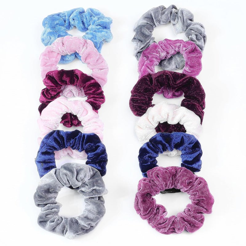 ANNACREATIONS ANNA CREATIONS 12 Pcs Hair Scrunchies Velvet Elastic Hair Bands Silk Hair Ties Ponytail Holders for Girls Scrunchies for Womens Strong Elastic Rubber Bands Hair Accessories for Women  Girls MULTI 1 - Image 1