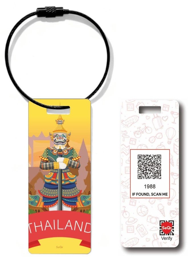 SeQR Smart Lost & Found Luggage Tag - Metal QR Travel ID Tag with Wire Cable for Suitcase, Backpack, Stroller, Golf Bag - Scan & Find Digital Souvenir Tag - Smart Travel Accessory/Thailand Souvenir - Image 1
