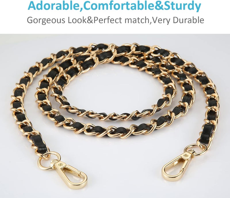 UTreers Purse Chain Strap Crossbody Bag Chains Strap Handbag Chain Replacement Leather Chain Straps 47.2" - Image 2