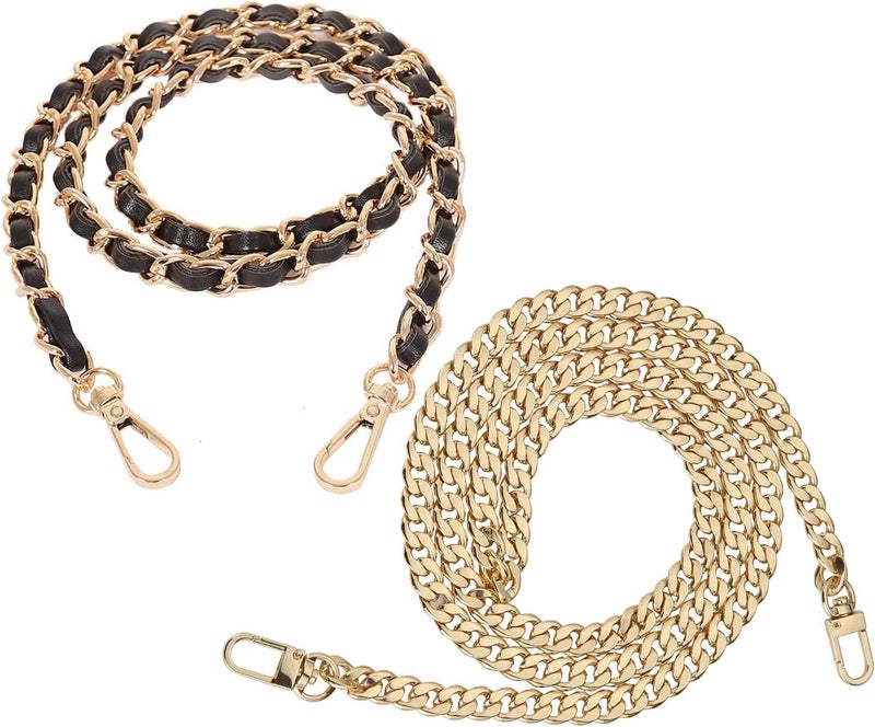 UTreers Purse Chain Strap Crossbody Bag Chains Strap Handbag Chain Replacement Leather Chain Straps 47.2" - Image 1