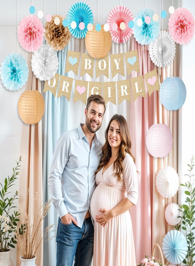 Kriyokiaa Gender Reveal Decorations 16 Pcs Blue Pink Baby Shower Decorations for Boy or Girl Reveal Party, Includes Lanterns, Pom Poms, and Baby Shower Banner Perfect for Indoor & Outdoor Celebrations - Image 4
