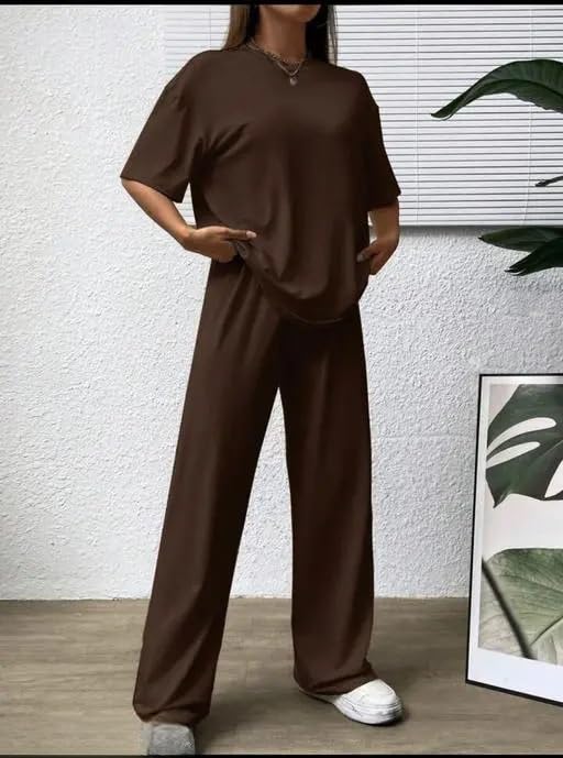 My Swag Co-Ords Set Half Sleeve Round Neck T-Shirt & Trouser Loose Fit Casual Two Piece Summer Outfits for Women & Girls - Image 3