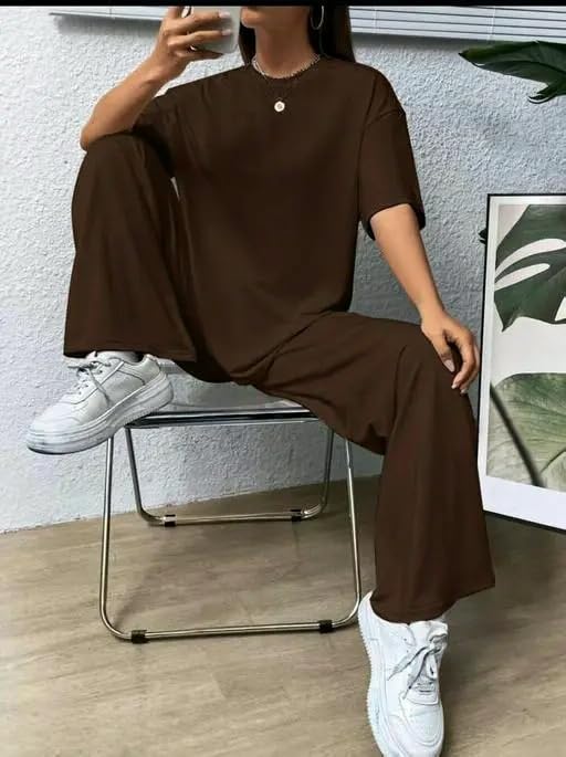 My Swag Co-Ords Set Half Sleeve Round Neck T-Shirt & Trouser Loose Fit Casual Two Piece Summer Outfits for Women & Girls - Image 2