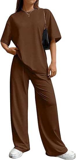 My Swag Co-Ords Set Half Sleeve Round Neck T-Shirt & Trouser Loose Fit Casual Two Piece Summer Outfits for Women & Girls - Image 1