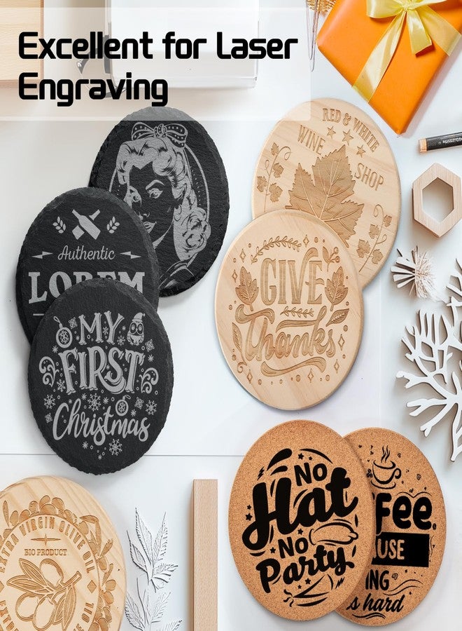 MAPRIAL 89 PCS Blank Coasters Bulk for Laser Engraving, MAPRIAL 4 Inch 30 PCS Black Slate Stone, 30 PCS Wood, 29PCS Cork, Engravable Materials for Engraver, Gifts, Painting, Crafts, Halloween, Round - Image 3