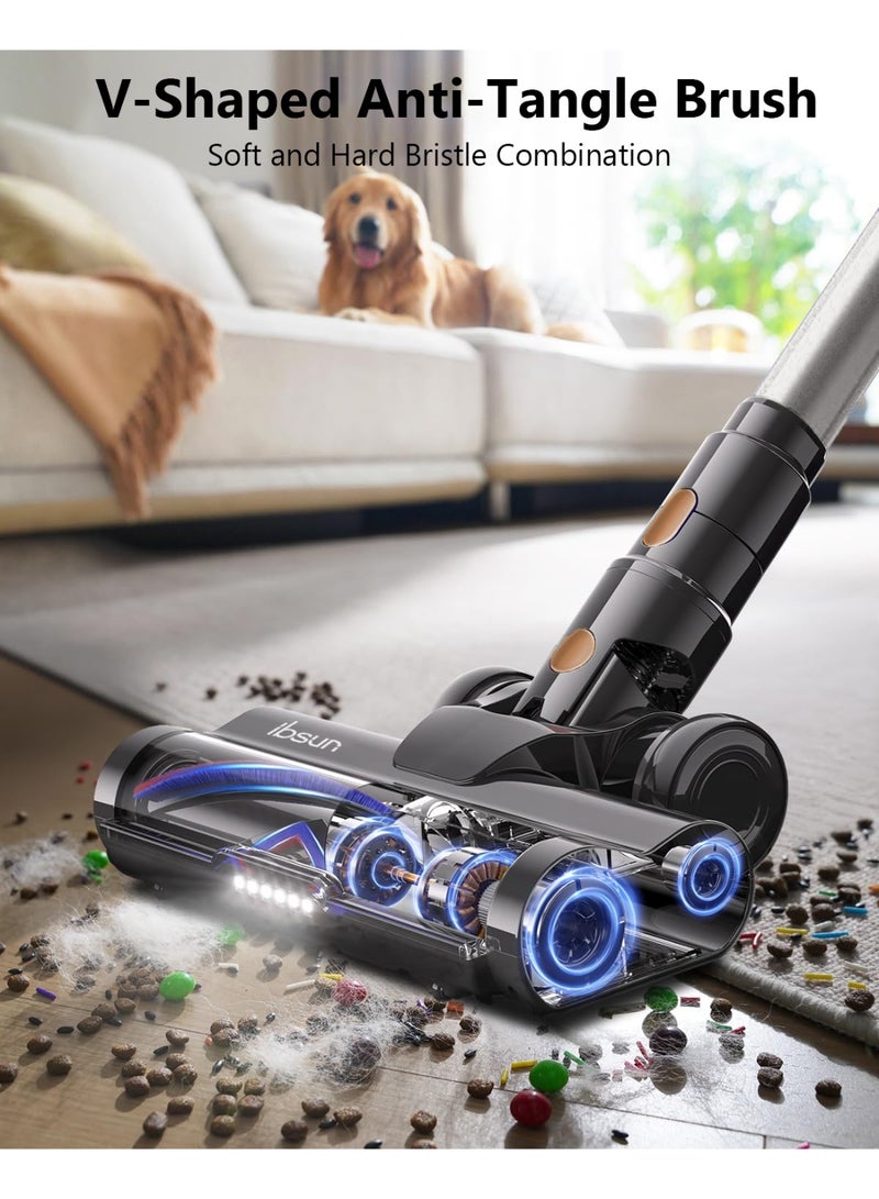 ibsun Cordless Vacuum Cleaner, 600W 50KPA Suction, 65 Mins Runtime, Self-Standing Design & Touch Screen, Anti-Tangle Brush for Home, Pet Hair, Carpets & Floors - Image 4