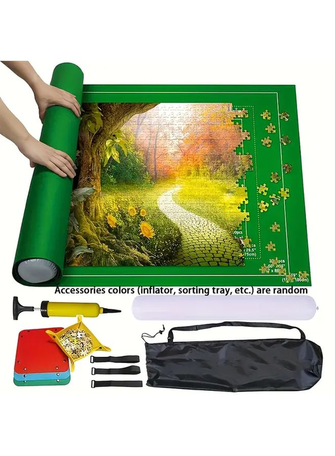 Black Felt Puzzle Mat For 1500 Pcs Jigsaw Puzzles With Sorting Tray And Carrying Bag - Image 2