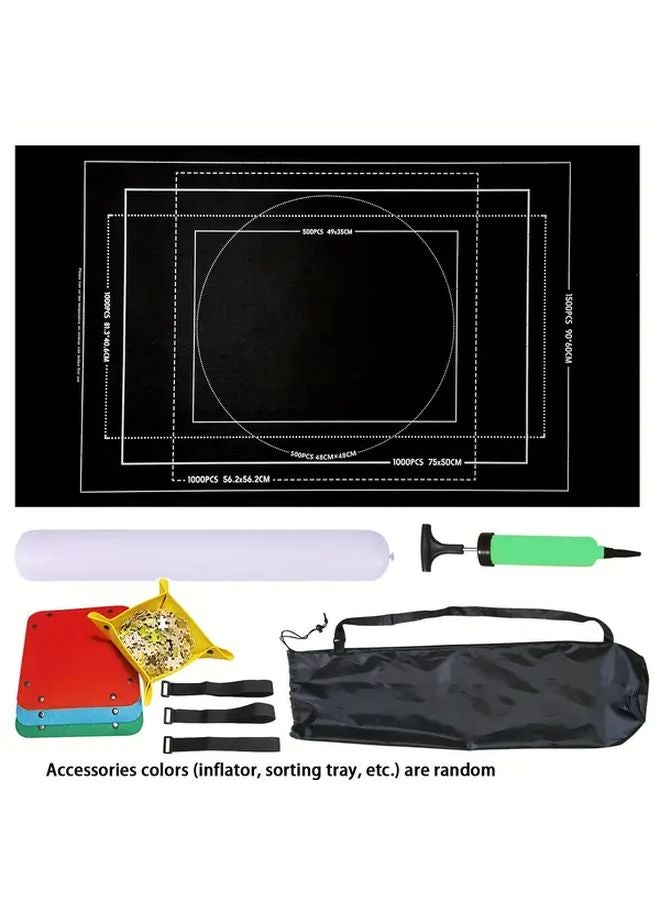Black Felt Puzzle Mat For 1500 Pcs Jigsaw Puzzles With Sorting Tray And Carrying Bag - Image 1