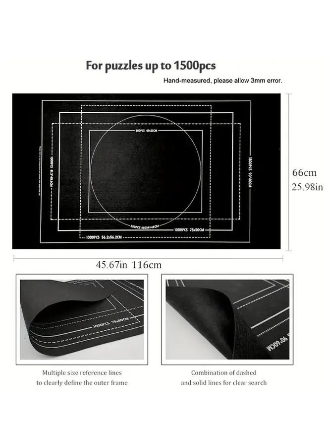 Black Felt Puzzle Mat For 1500 Pcs Jigsaw Puzzles With Sorting Tray And Carrying Bag - Image 3